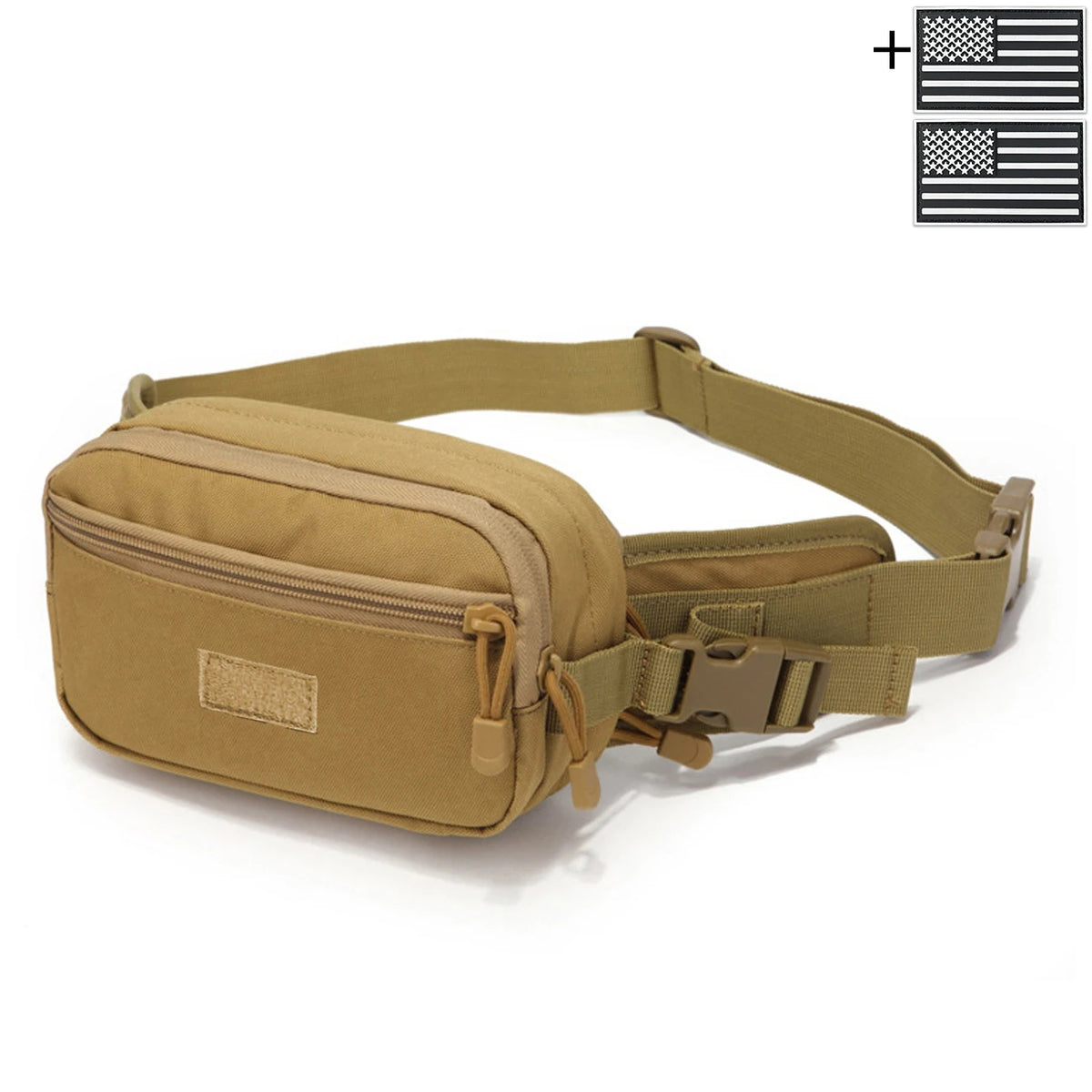 Outdoor concealed equipment bag with adjustable waist belt length, made of thick and durable hunting waist bag fabric