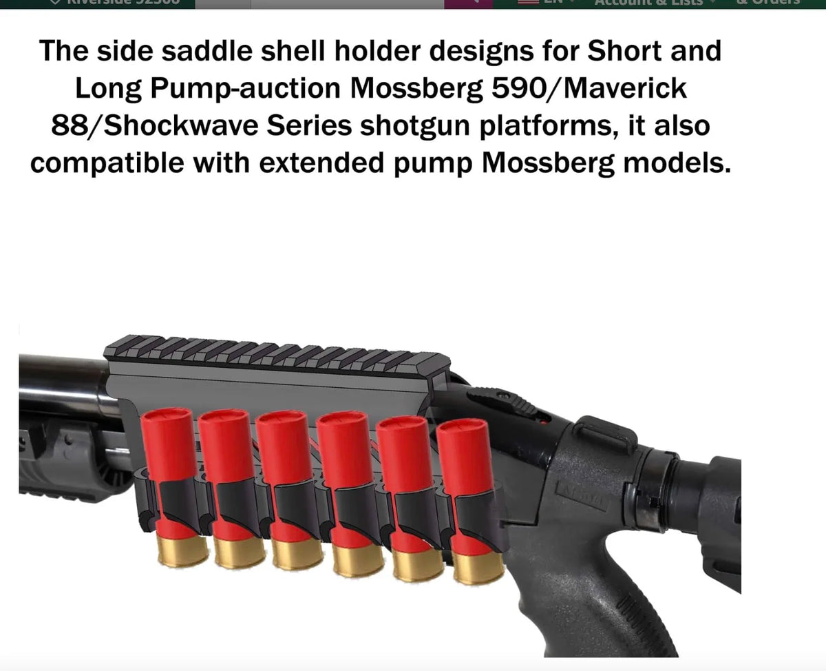 Not Fit Airsoft Mossberg Side Saddle Shell Holder, Universal Short/Long/Extended Pump Action for 12GA Mossberg/Maverick 88