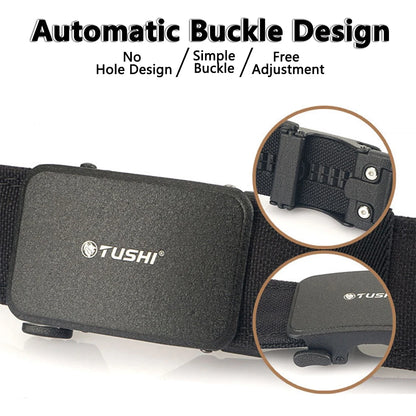TUSHI New Hard Tactical Belt for Men Metal Automatic Buckle IPSC Gun Belt 1100D Nylon Military Belt Outdoor Sports Girdle Male