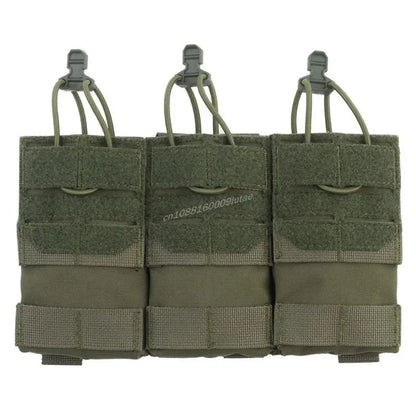 AG 3 MOLLE 5.56 M4 Triple Magazine Pouch Tactical Vest Bungee Retention Plate Carrier Front Placard MAG Holder Bag Airsoft