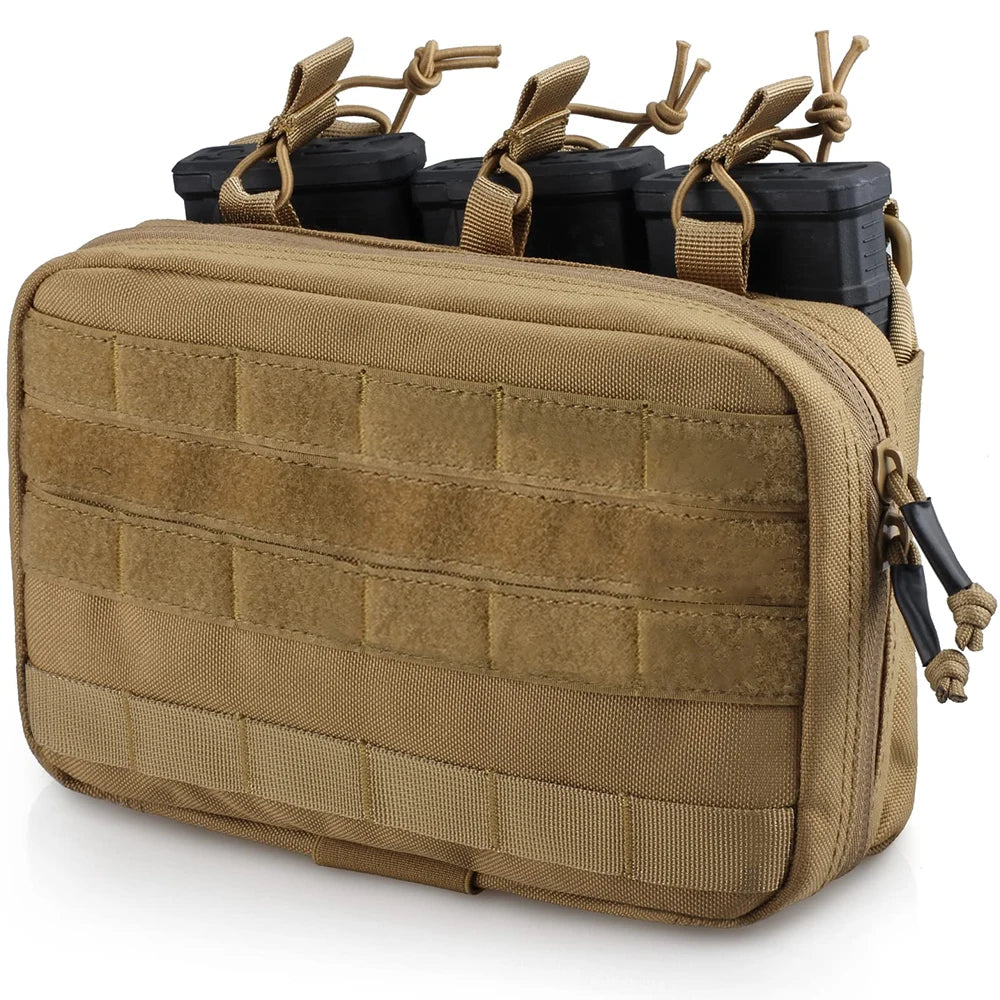 Triple Mag Admin Pouch Tactical Magazine Pouch Molle Utility EDC Organizer Detachable Inner Pocket Mag Holder for M4 M16 5.56mm