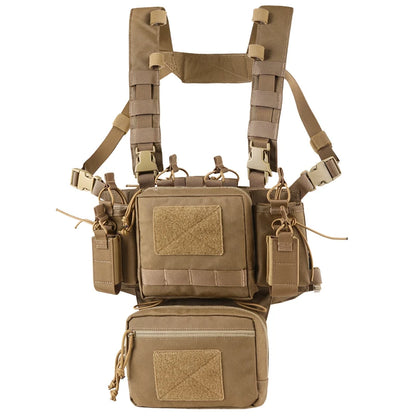 Lightweight Tactical Chest Rig Hunting Combat Vest Bag 500D Nylon Camouflage Quick Release With Two 9mmpistol mag Pouches