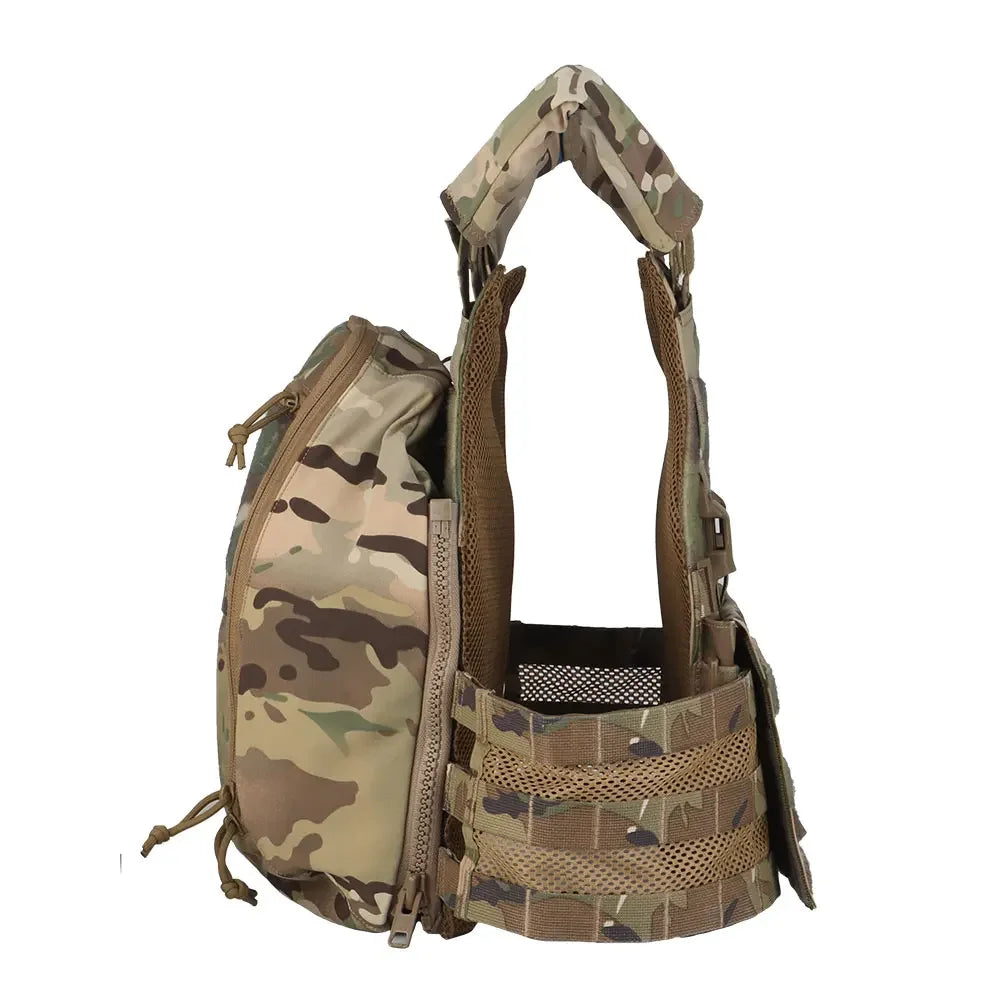 Tactical Hunting Vest Velocity Systems Plate Carrier With Zip-on Hydration Back Panel  Bag MOLLE Scarab Airsoft Militar Gear