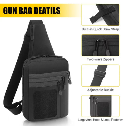 Tactical Pistol Gun Bag Concealed Carry Gun Holster Handgun Storage Chest Pack EDC Shoulder Bag Quick Opening Pistol Sling Bag