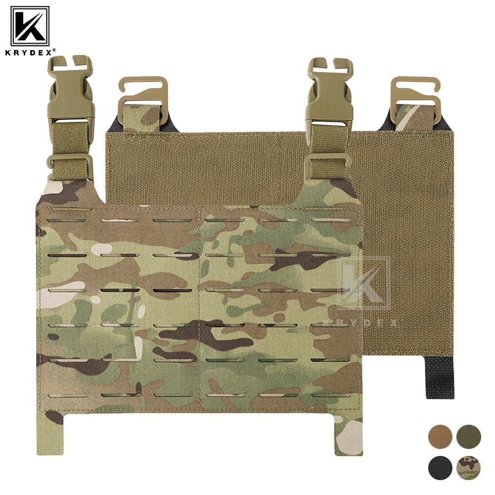 KRYDEX Tactical Laser Cut MOLLE Front Panel Detachable Flap Adapt G Hook Buckle For Plate Carrier Vest Chest Rig Accessories