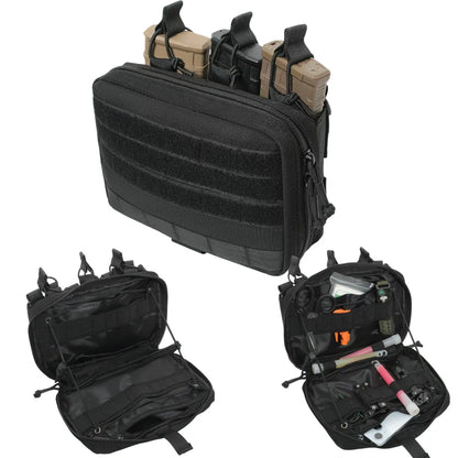 Tactical Mag Admin Pouch, Molle Utility Tool Pouch Medical EMT Organizer with Triple Stacker Magazine Holder for M4 M16