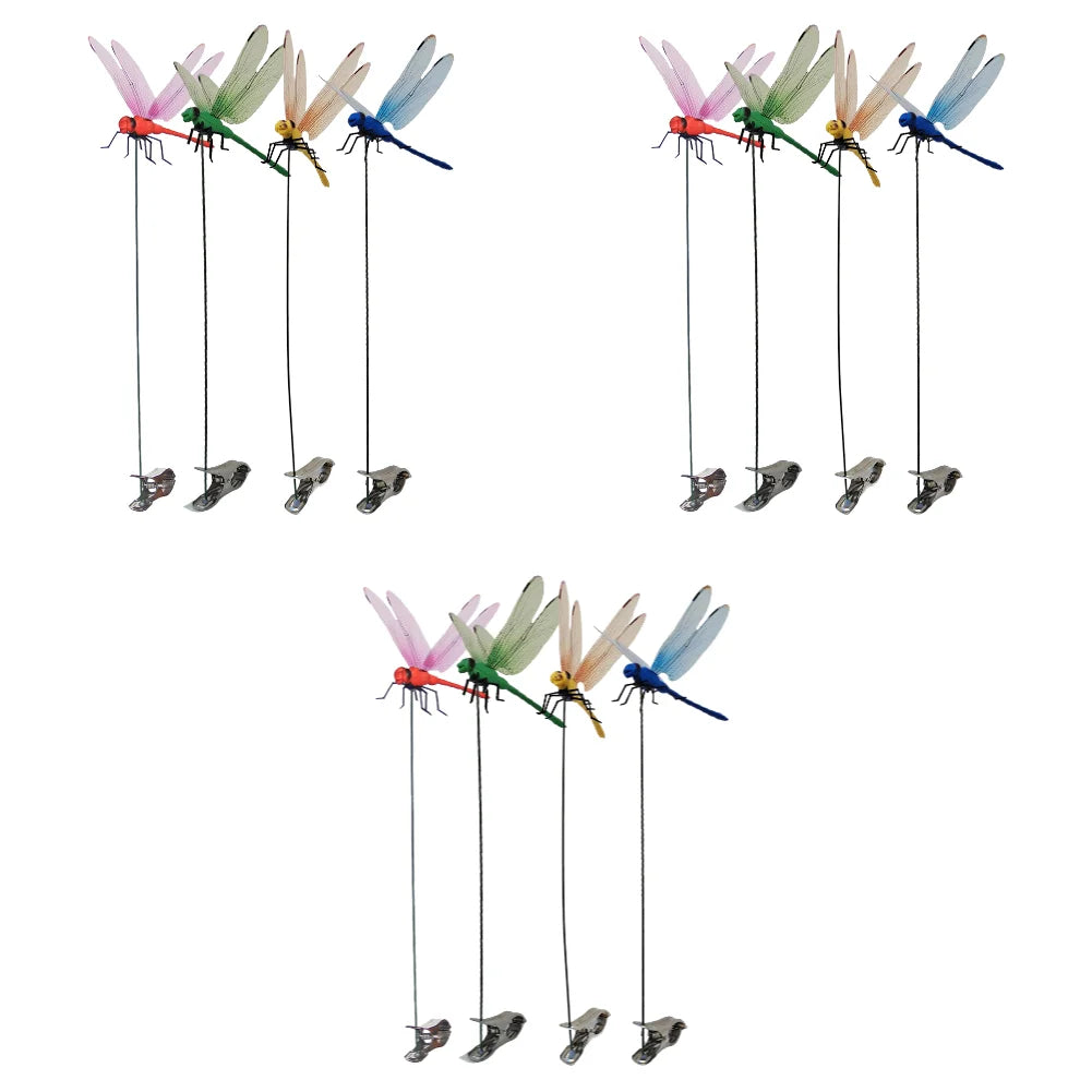 Simulation Dragonfly Shape Decoration Clip Creative Outdoor Garden Lawn Yard Ornament Insect Fly Repellent Home Landscape Decor