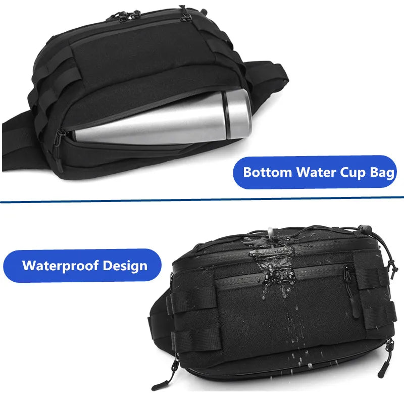 OZUKO Running Fanny Pack Men's Waist Bag Fashion Chest Pack Outdoor Sports Belt Bag for Teenager Waterproof Men Waist Bags