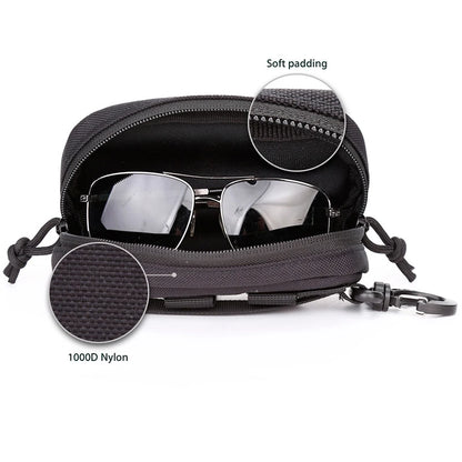 Hard Shell Glasses Pouch Sunglasses Tactical Molle EDC Waist Pack Utility Outdoor Hunting Accessories Organizer Eyeglasses Case
