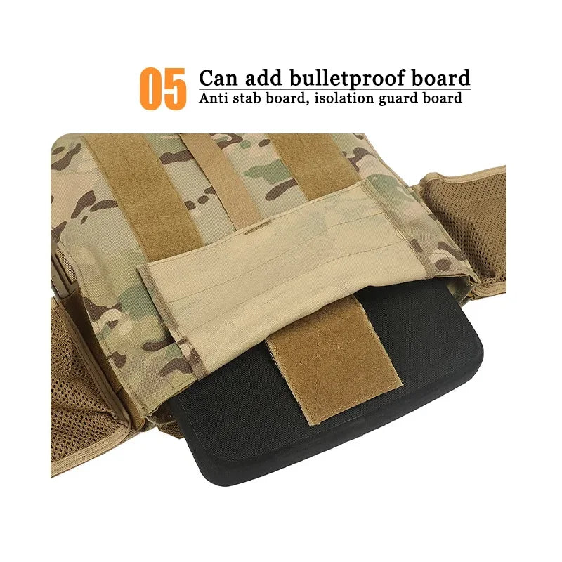 Lightweight Tactical Plate Carrier - Abrasion & Tear-Resistant Fabric, Dual-Purpose for Daily Protection & Tactical Drills