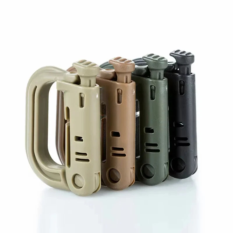 10PCS Plastic Shackle Carabiner D-Ring Clip Molle Webbing Backpack Buckle Snap Lock for Outdoor Hiking Camping Multi Gear