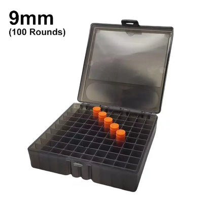 50/100-Round 9mm Pistol Ammo Storage Box 50/100-Grid PP Lockable Case for Shooting Hunting Outdoor Accessories Gift