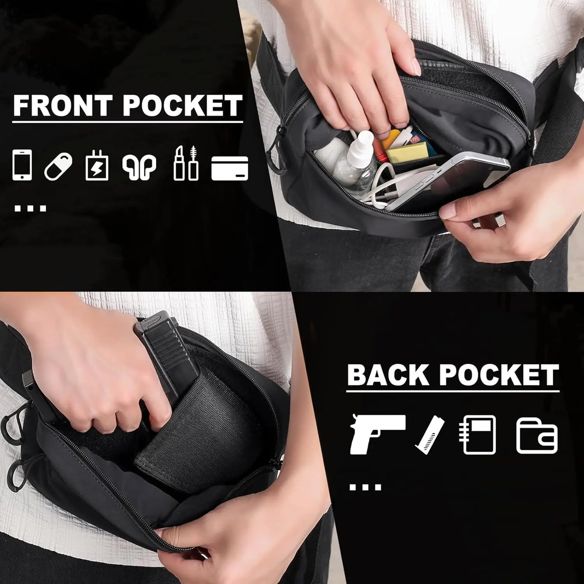 Concealed Carry Fanny Pack with Holster Pistol Pouch Bag Quick Access Gun Waist Bag for Men Women Outdoor EDC Waist Pack