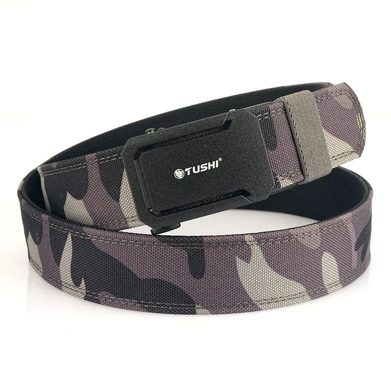 TUSHI New Military Belt for Men Sturdy Nylon Metal Automatic Buckle Police Duty Belt Tactical Outdoor Girdle IPSC Accessories