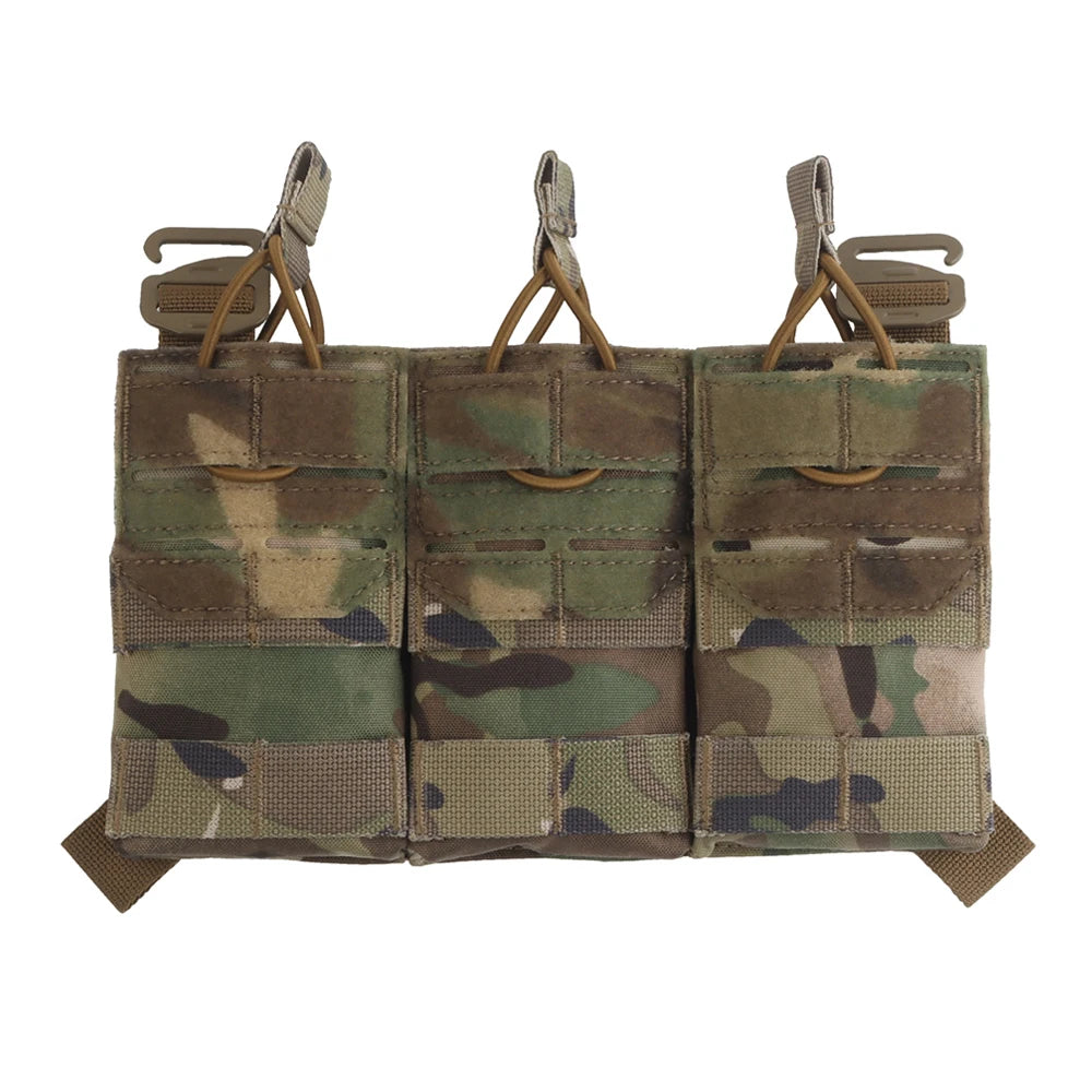 Tactical AG 3 MOLLE 5.56 M4 Triple Magazine Pouch Hunting Vest Carrier Front Panel With Elastic Fixing Rope,G-buckle,2.5 Buckle