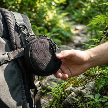 1000D Tactical Mini Round MOLLE EDC Pouch Zipper Utility Bag with Carabiner Clip for Earbuds Keys Coins and Outdoor Use