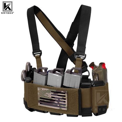 KRYDEX Tactical 556 Ready Chest Rig Low Vis Lightweight Concealed Carry Chest Rig Vest With Elastic Magazine Radio Tool Pouch