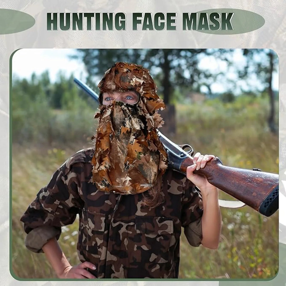 Outdoor Camouflage Headgear, 3D Leaf Camouflage Full Face Hood