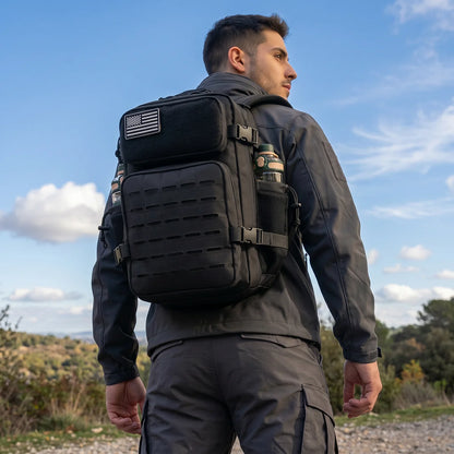 26L Tactical Hunting Backpack for Men with Dual Cup Holders, MOLLE Outdoor Hiking Rucksack for Deer Bow Archery Elk Duck Waterfowl Hunting, Camping Travel Gear Storage Bag