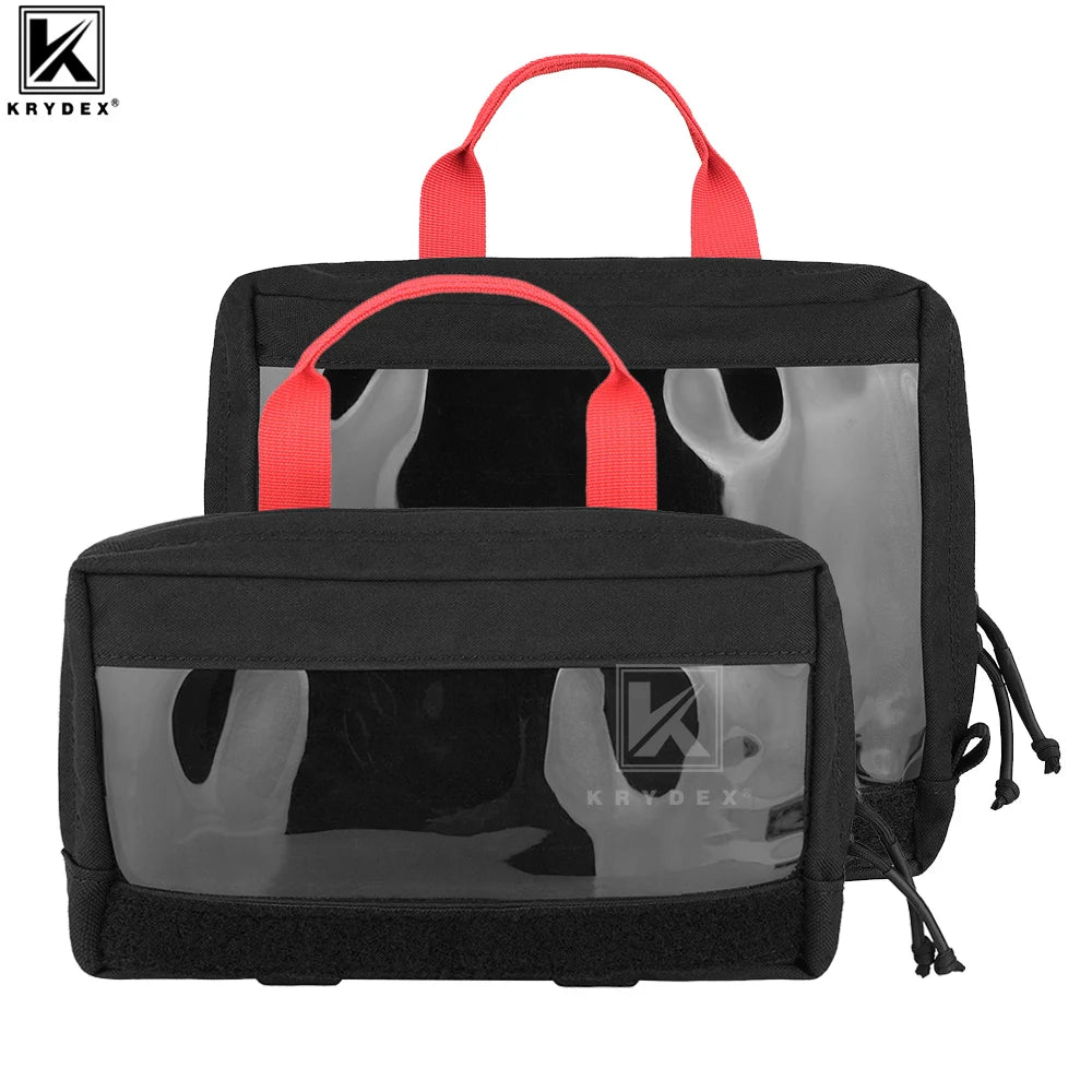 KRYDEX Tactical Clear Top Insert Pouch for D3 Backpack First Aid Bag Camping Travel Survival Medical Storage Bag Accessories
