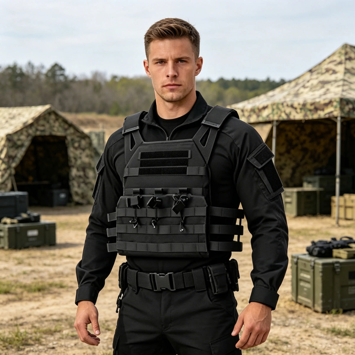 Manufacturer Custom Tactical Gear 500D Nylon Anti-cut Black  Carrier Tactical Vest Outdoor Tactics Vest For Men