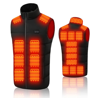 Heated Vest 21 Heating Areas Carbon Fiber Fast Heating 3 Levels Temperature Control Windproof Outdoor Riding Skiing Winter Coat