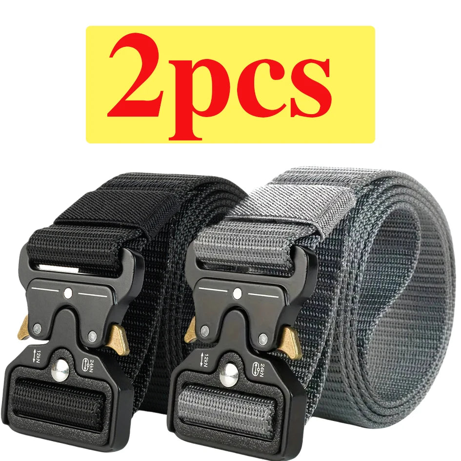 Two-Pack Quick-Release Symmetrical Buckle Tactical Belt; Outdoor Sports Exercise Training Hunting Nylon Canvas Belt