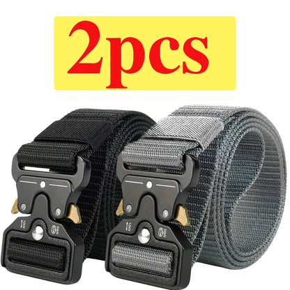 Two-Pack Quick-Release Symmetrical Buckle Tactical Belt; Outdoor Sports Exercise Training Hunting Nylon Canvas Belt