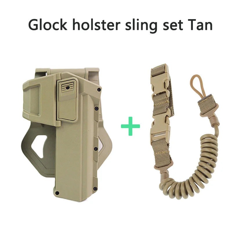 Movable Gun Holsters for Colt 1911 GlockG 17 18 Airsoft Pistol Gun Holster Fit Flashlight or Laser Mounted Right Hand with Sling