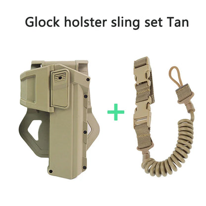 Movable Gun Holsters for Colt 1911 GlockG 17 18 Airsoft Pistol Gun Holster Fit Flashlight or Laser Mounted Right Hand with Sling