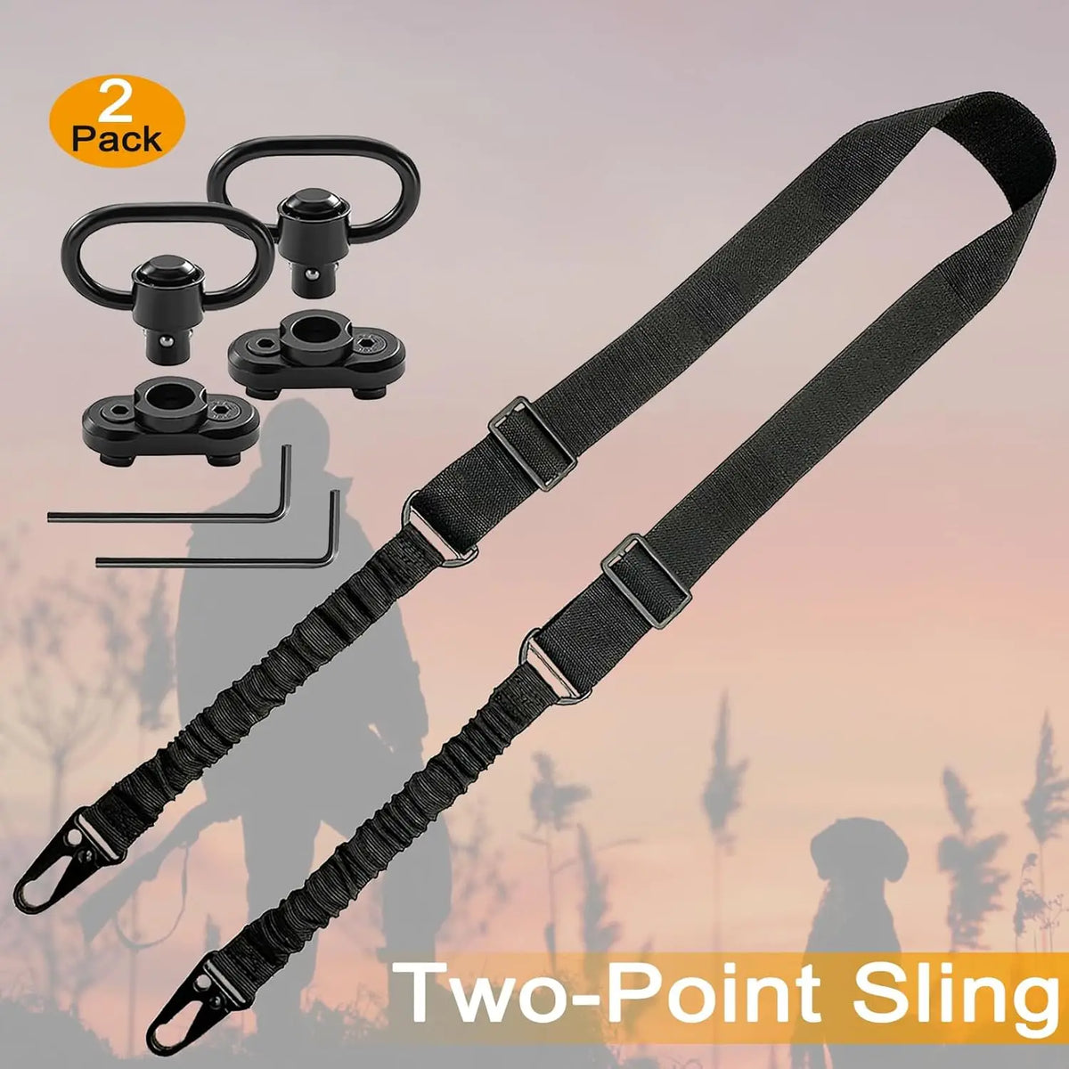 2 Point QD Rifle Sling with Length Adjuster Multi-Mission Sling Strap Outdoor Sport Tactical  AR AK Rifle Universal Gun QD sling