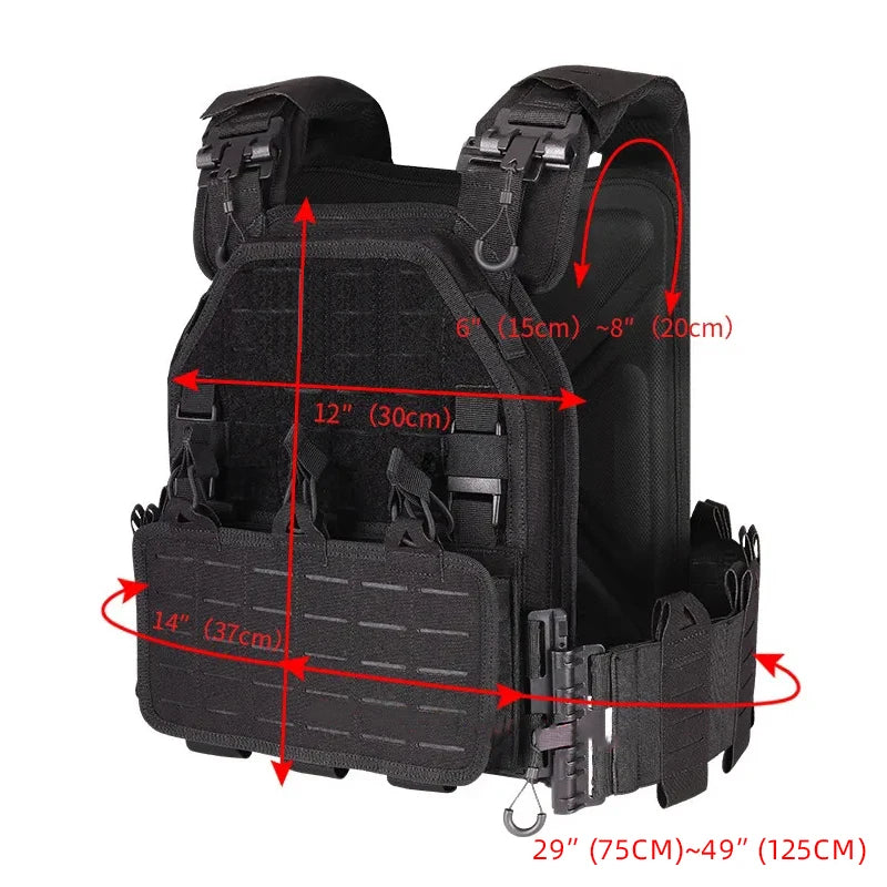 Tactical Vest 6094 Fast detachable light laser cut outdoor hunting black gear carry vest of high quality