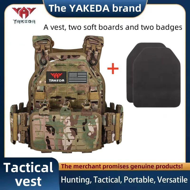 YAKEDA Tactical Vest 6094 Fast Detachable Light Laser Cut Outdoor Hunting Black Gear Carry Vest of High Quality 1000D Nylon