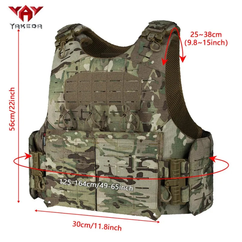 Yakeda Hunting Vest 1000D Quick Release Modular Laser Cutting Molle System Tactical Vest with Double Triple Magazine Pouch