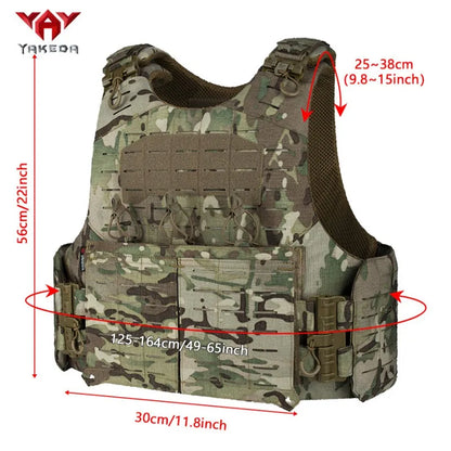 Yakeda Hunting Vest 1000D Quick Release Modular Laser Cutting Molle System Tactical Vest with Double Triple Magazine Pouch