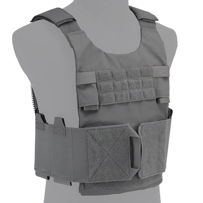 Wosport LV-119 Tactical Vest Cordura Plate Carrier 6 Quick Access Pouches 2.5 Inch Buckle Rear Zipper for Airsoft Outdoor Games