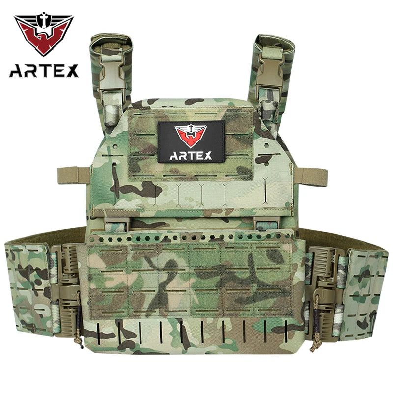 1000D Polyester with Triple Equipment Security Tactical Vest Camo Laser Cut Molle Quick Release Plate Carrier Tactical Vest