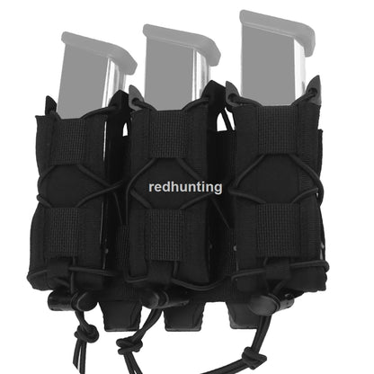9mm Magazine Pouch Tactical Molle Triple Magazine Pouch Double-Layer Mag Pouches Universal Cartridge Holder for Hunting CS Vest