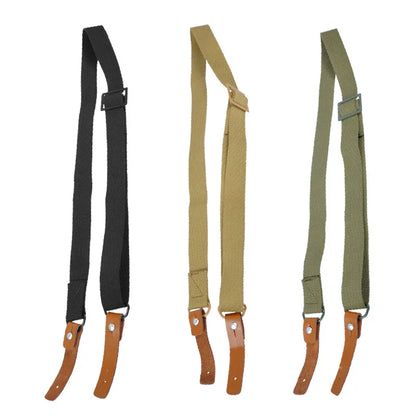 Tactical Rifle Sling Canvas Leather AK47 AK74 Sling Adjustable Gun Strap with Leather Ends for Hunting Shooting