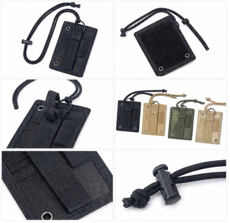 Tactical ID Card Holder Hook Loop Patch Tour Guide Badge Holders Outdoor Travel ID Pouch Pen Purse Tactical Style Badge Bag