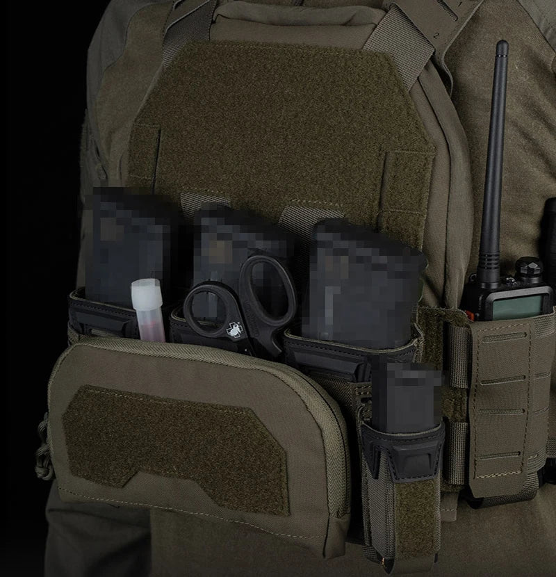 Tactical K-Zero Plate Carrier MOLLE Front Storage BagMulti-Caliber 556 9MM Triple Mag Pouch And Outer Layer Admin Pouch