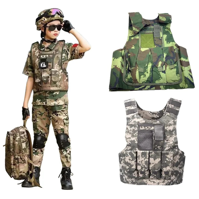Kids Tactical CS Vest Children Outdoor Camouflage Waistcoat Training Airsoft Paintball  Vests Combat Shooting Protect Gear