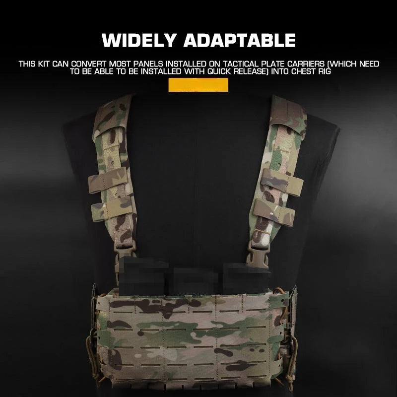 Tactical ARC Chest Rig Kit V3 Shoulder Strap 5.56 Triple Mag with Bilateral Quick Release Slide Molle Platforms Accessories