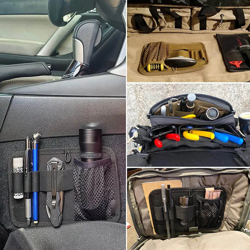 Modular Hook Loop Panel EDC Organizer,Inner Separation Pouch for Hunting Cambing Accessories Utility Tools Organizer Board