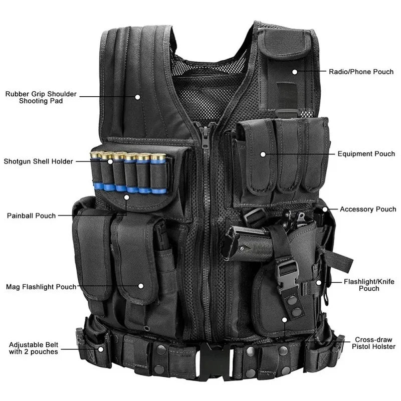 Tactical Vest for Hunting Multi-Pocket Swat Army Tactical uniform Body Armor Vests CS Game Airsoft Training Jacket