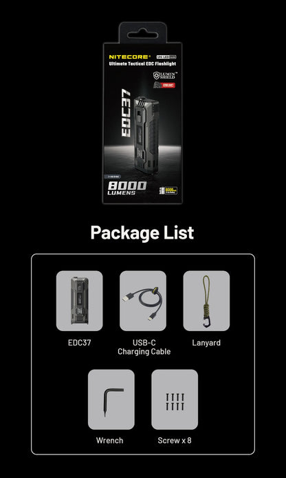 NITECORE EDC37 8000 lumens Strong light Ultimate Tactical EDC Flashlight Built-in 8000mAh Li-ion Battery