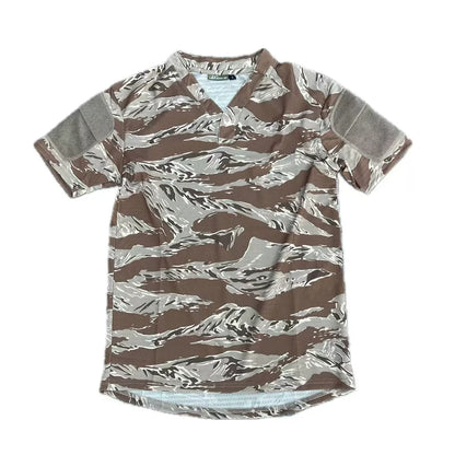 Tactical  Summer Outdoor Quick Dry Tactical Combat T-shirt Short Sleeve V-Neck Training Top for Men