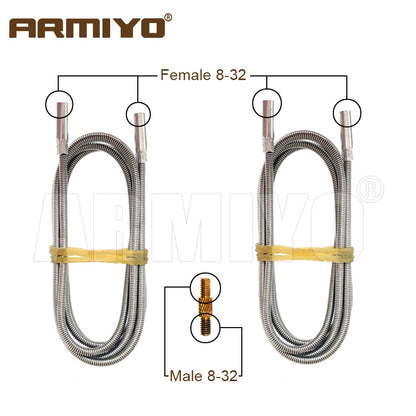Armiyo .22/.30/.38Cal 12GA Wool Felt Pad 1m Spring Cable Male Thread 8-32 to M2.5 With Nut Hose Pipeline Cleaning Brush Hunting