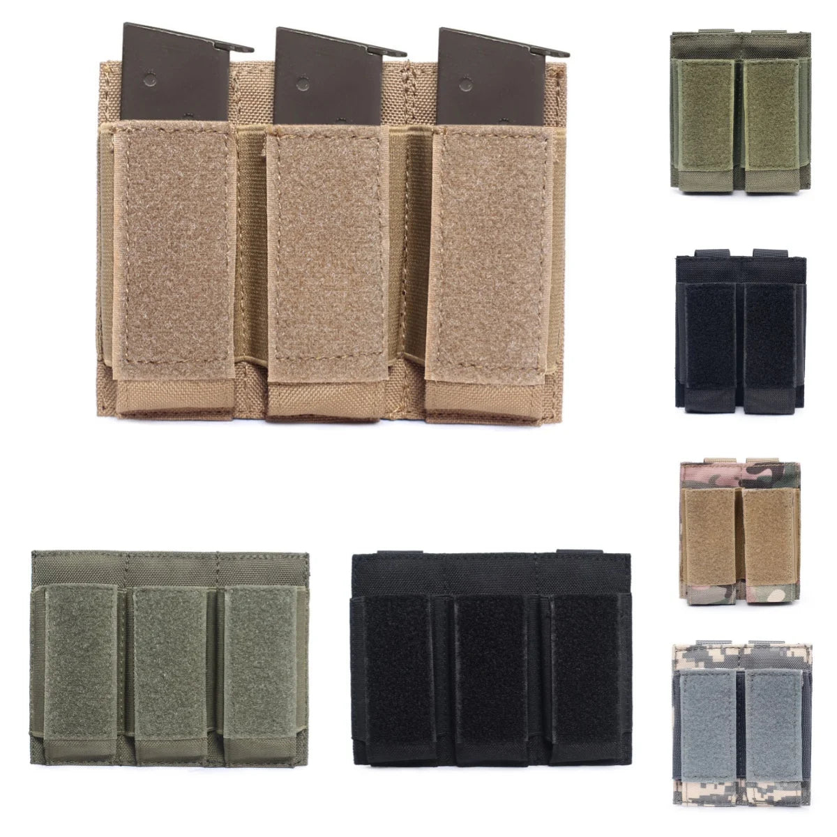 Double&Triple 9MM Magazine Pouch MOLLE Tactical Pistol Magazine Bag for Glock 1911 92 CZ Hunting Accessories Molle Storage Bag