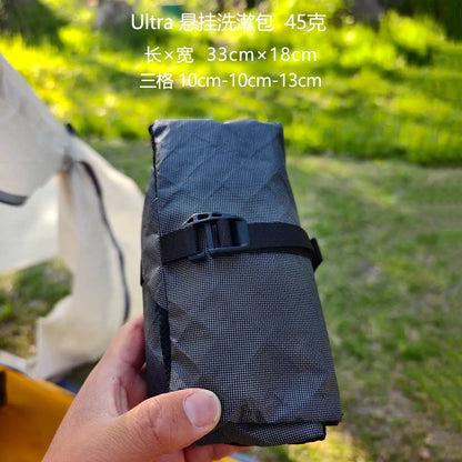 Dyneema Ultralight Hanging Toiletry Bag UHMWPE - 45g, 3-Compartment Waterproof Wash Organizer Storage Bag for Travel & Outdoor